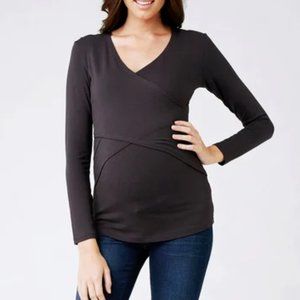 Ripe Maternity Embrace Crossover Nursing Top in Slate